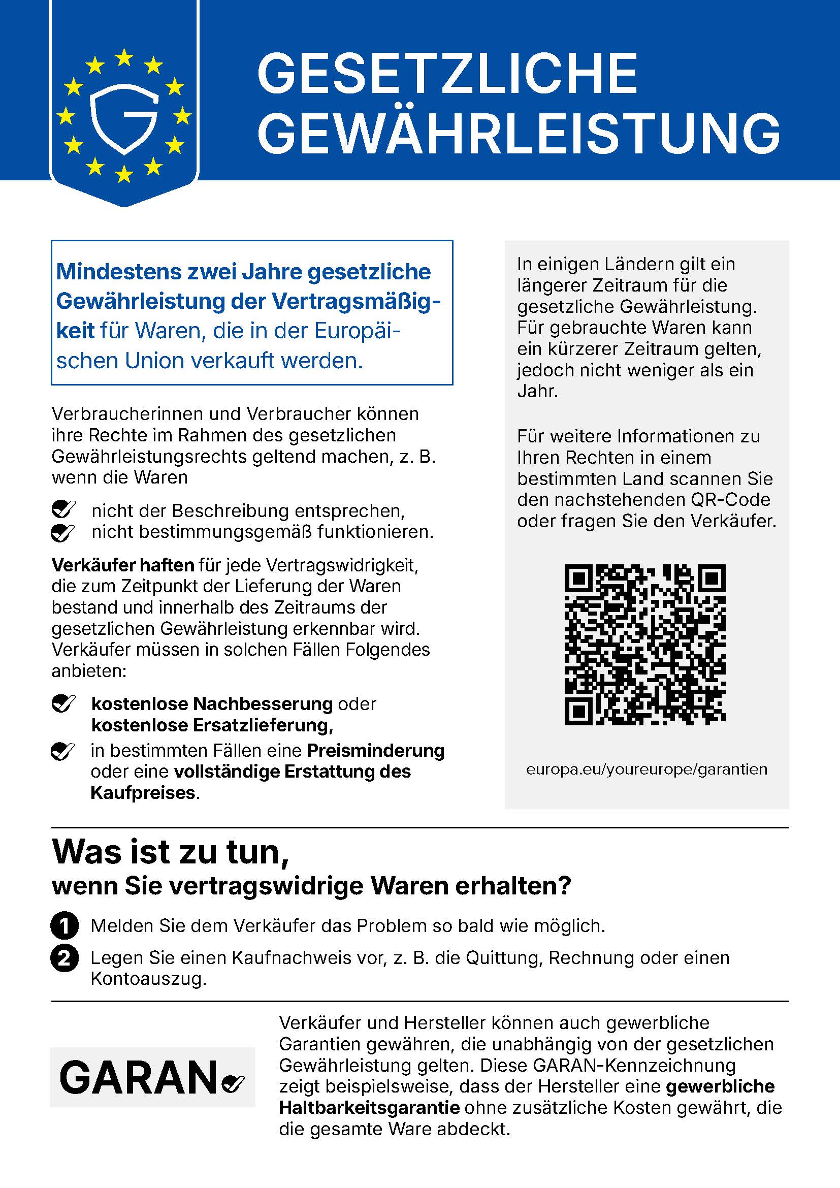 Amtliche EU-Mitteilung zum gesetzlichen Gewährleistungsrecht