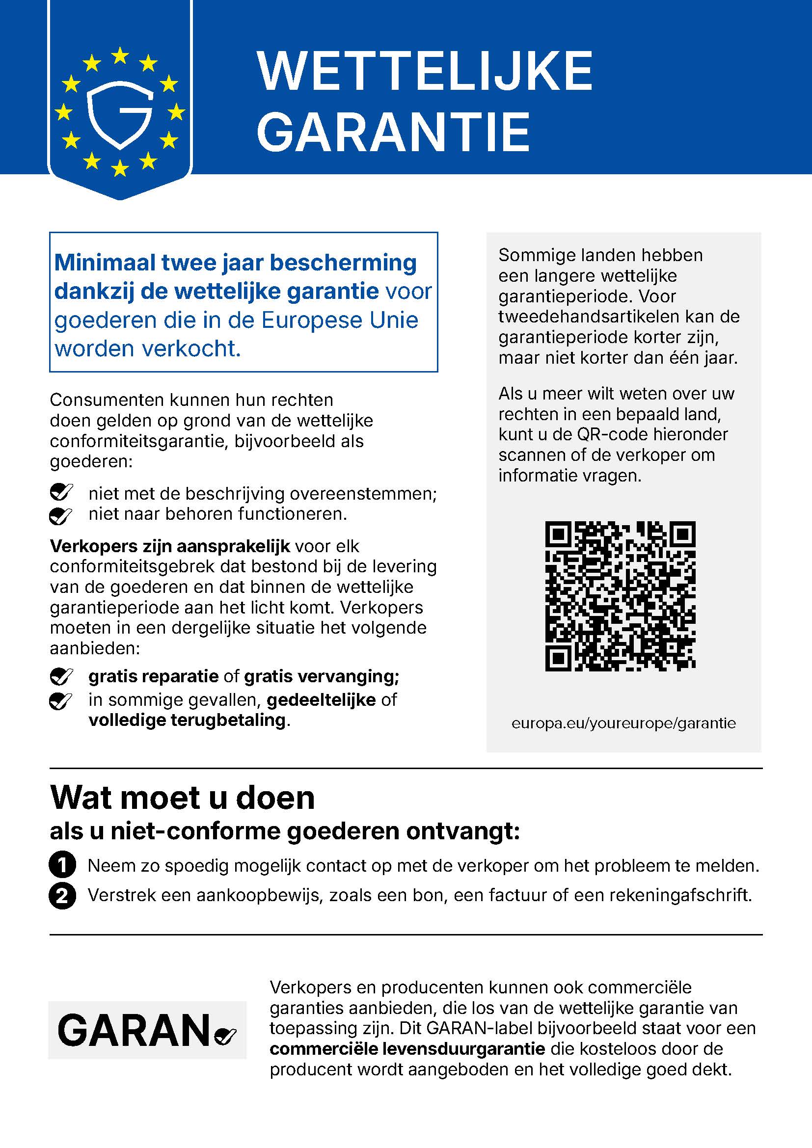 Officiële EU-kennisgeving over de wettelijke conformiteitsgarantie